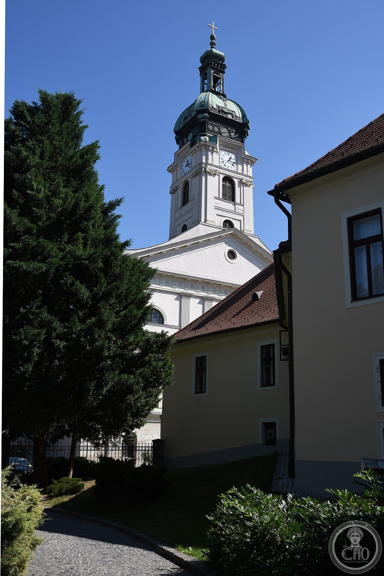 Győr Cathedral in Hungary, founded in the 11th century by King Stephen I, home to an icon of the Virgin brought from Ireland in 1655 that reportedly wept tears of blood on St. Patrick's Day 1697, witnessed by Catholics, Protestants and a rabbi alike