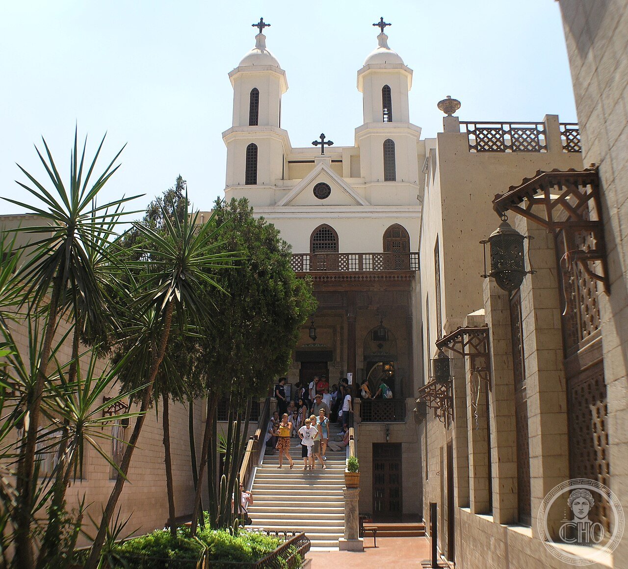 The Hanging Church in Old Cairo, Egypt, its nave literally suspended over the gatehouse passage of the ancient Roman Babylon Fortress, reached by 29 steps and known since medieval times as the Staircase Church, seat of the Coptic Pope from 1047