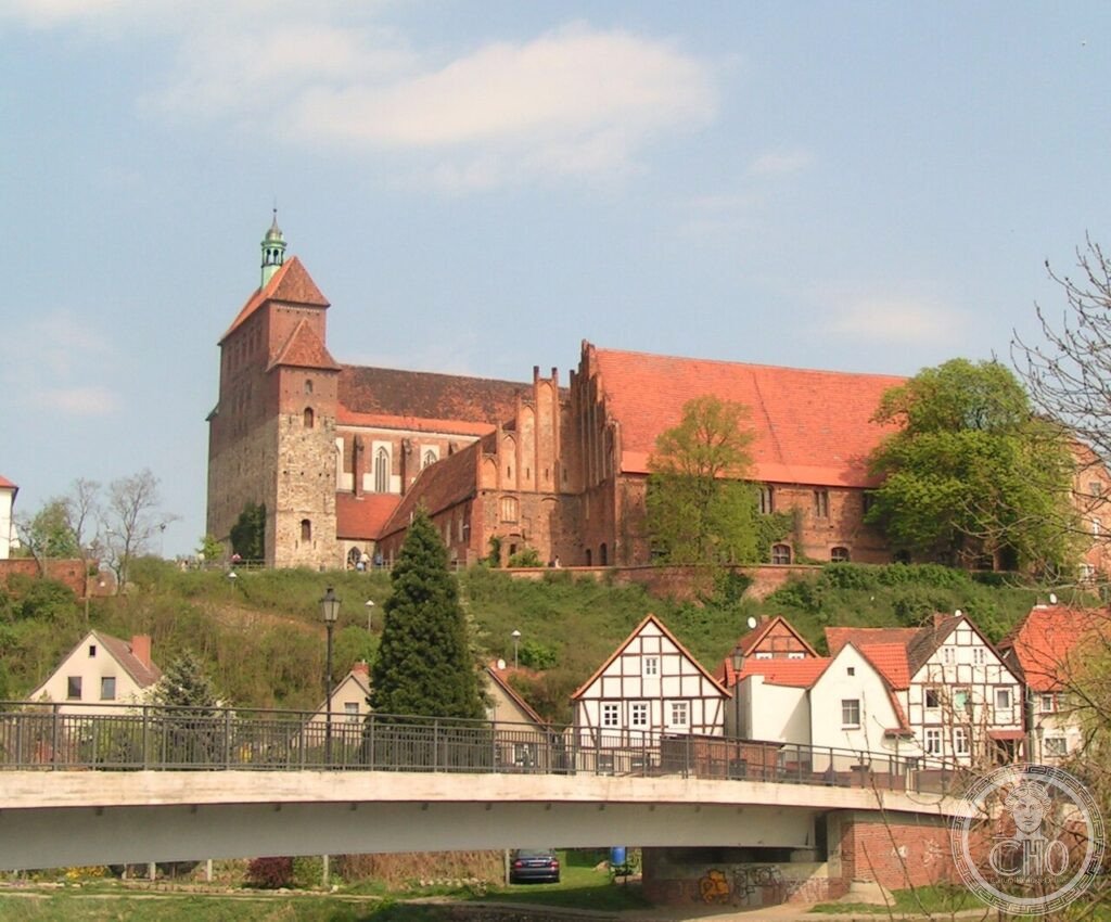 Havelberg Cathedral, Saxony-Anhalt, Germany, a Premonstratensian Romanesque-Gothic church consecrated 1170, standing on a steep hilltop island in the Havel river, Protestant since the Reformation
