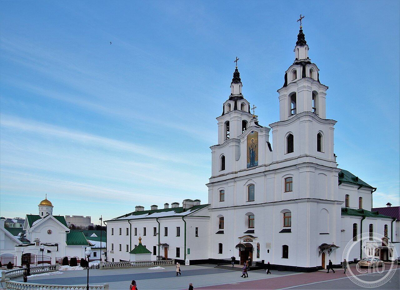 The Cathedral of the Holy Spirit in Minsk, Belarus, originally built 1633-1642 as a Catholic Bernardine convent church, closed in 1852, transferred to Orthodox use in 1860, and reconsecrated during the German occupation of World War II