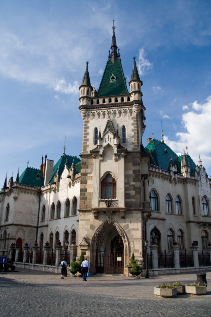 The neo-Gothic Jakab's Palace in Košice, with corner tower and pointed windows
