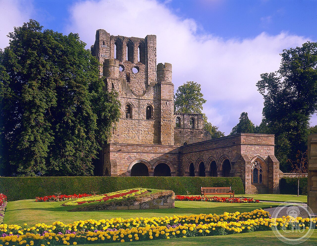 Ruins of Kelso Abbey in the Scottish Borders, founded 1128 by the first Tironensian monks to settle anywhere in Britain, once one of Scotland's wealthiest abbeys and the site of King James III's 1460 coronation
