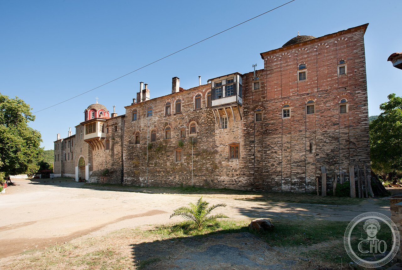 Konstamonitou Monastery on Mount Athos, Greece, the twentieth and last-ranked of the Holy Mountain's ruling monasteries, set on a wooded inland slope, dedicated to Saint Stephen