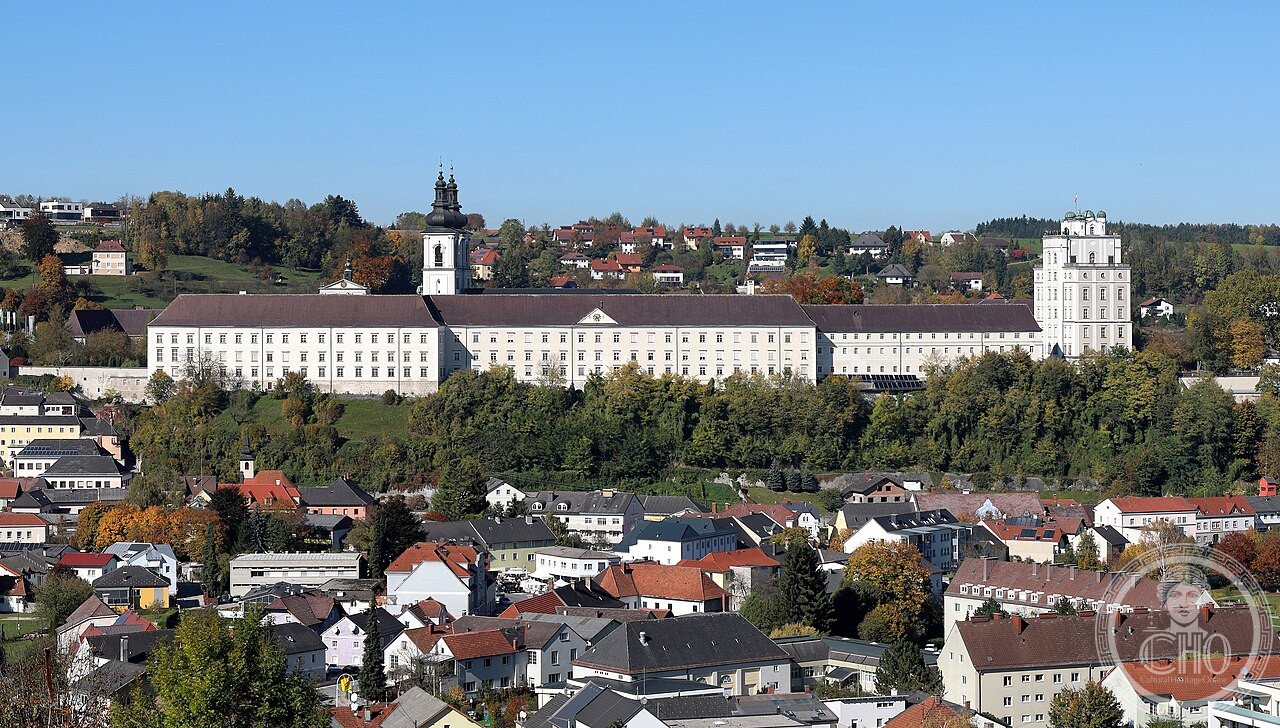 Kremsmünster Abbey, Upper Austria, founded 777 by Duke Tassilo III of Bavaria, with its 1748-1758 nine-storey Mathematical Tower observatory and fish grotto, and the treasury's Tassilo Chalice