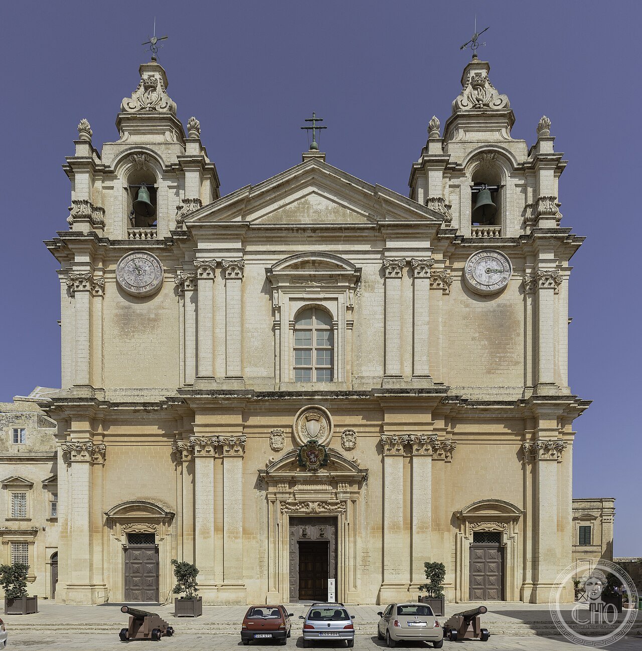 St Paul's Cathedral in Mdina, Malta, traditionally built on the site where the shipwrecked Apostle Paul met the Roman governor Publius around 60 AD, rebuilt in Baroque style by Lorenzo Gafà after the 1693 earthquake