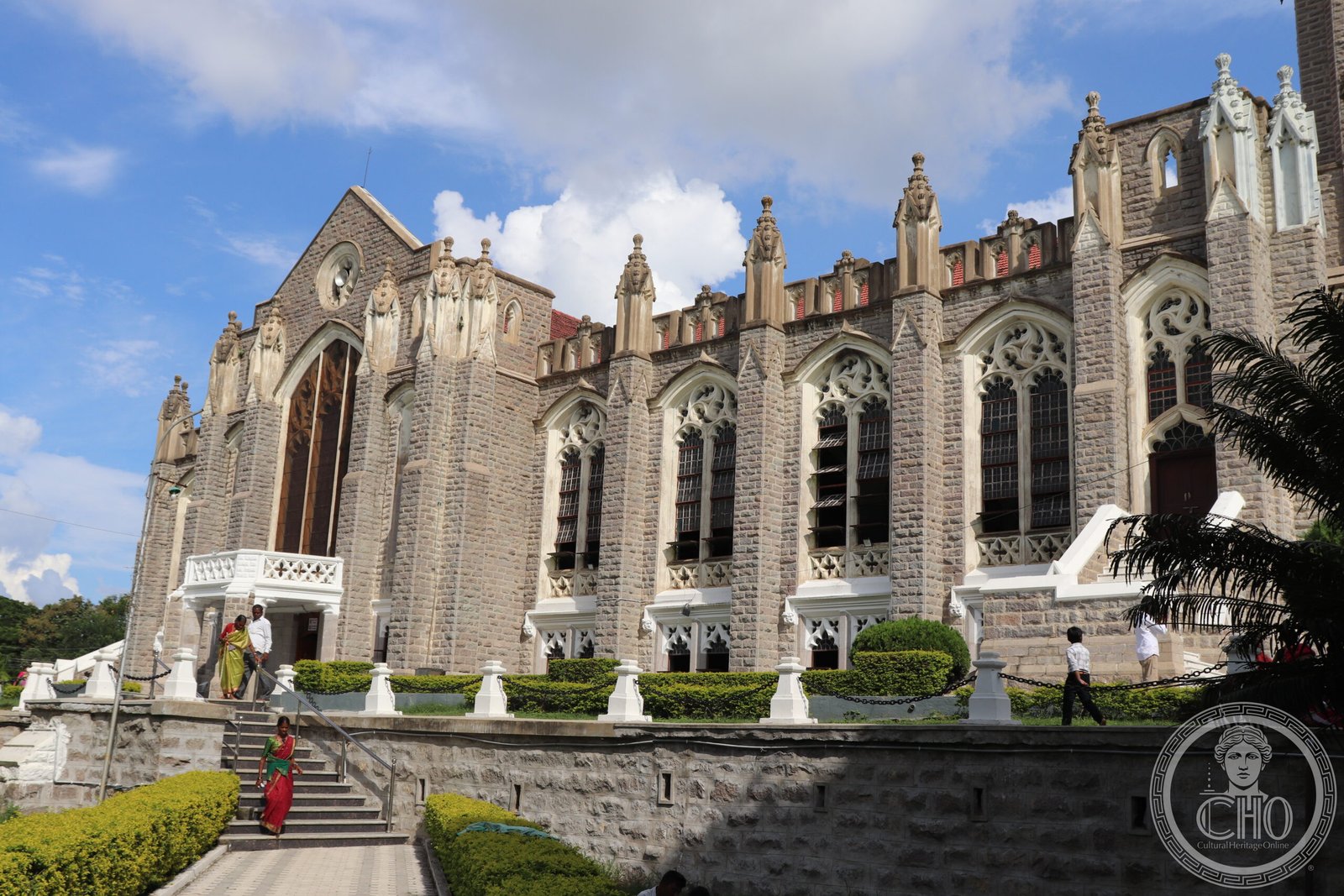 Medak Cathedral in Telangana, India, a large Gothic Revival church with a tall bell tower and pointed-arch stained-glass windows