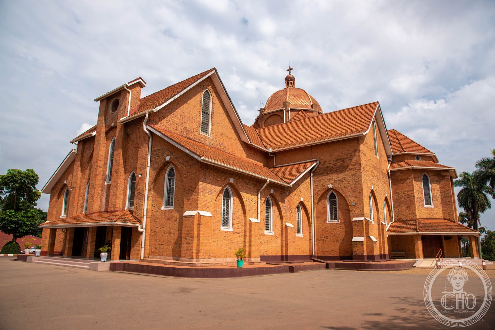 Namirembe Cathedral in Kampala, Uganda, a red-brick domed Anglican cathedral topped with a cross