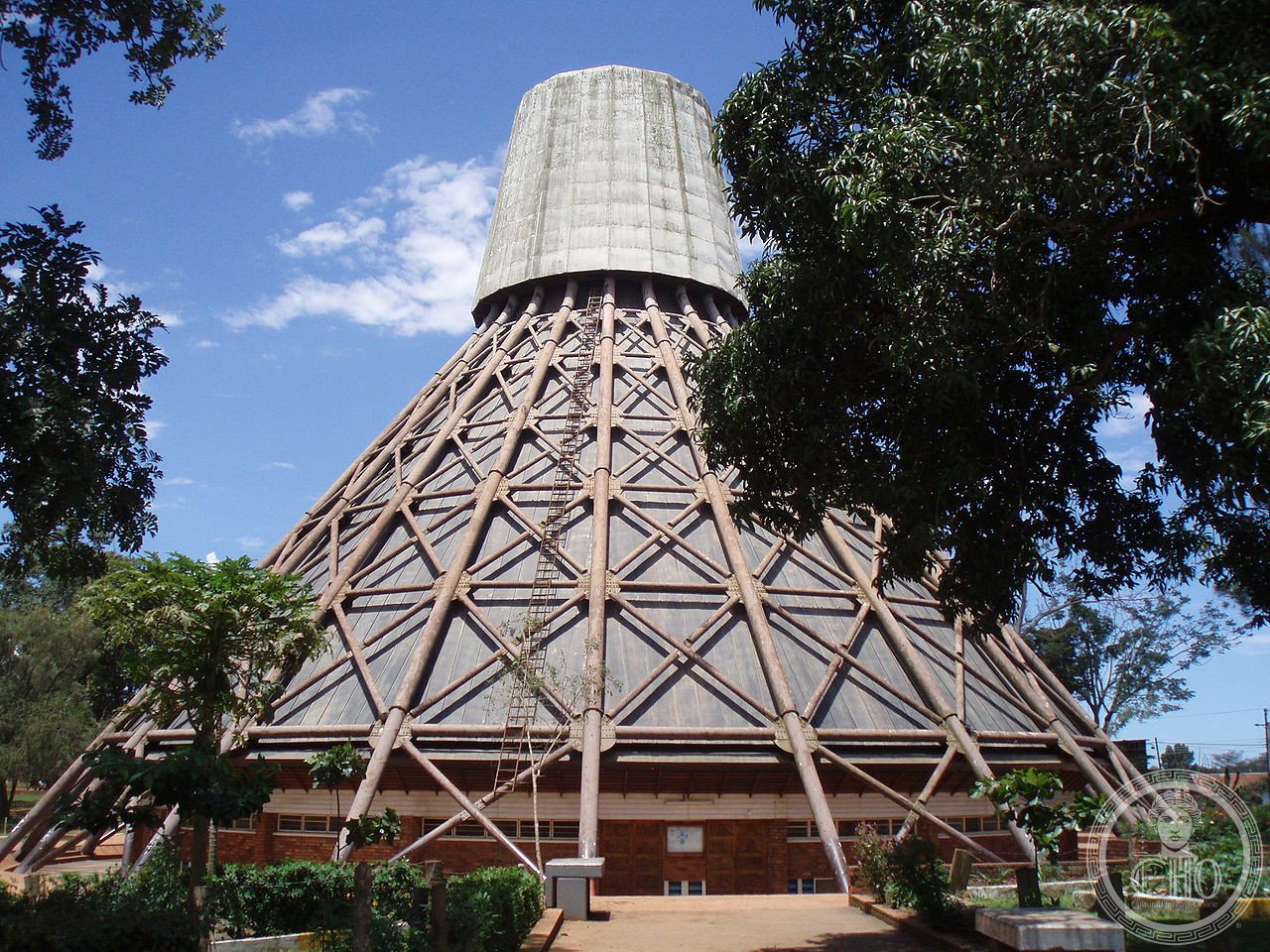 Basilica of the Uganda Martyrs at Namugongo, near Kampala, Uganda, a circular church inspired by traditional Baganda hut architecture, marking the site where Christian converts were executed by King Mwanga II in 1886