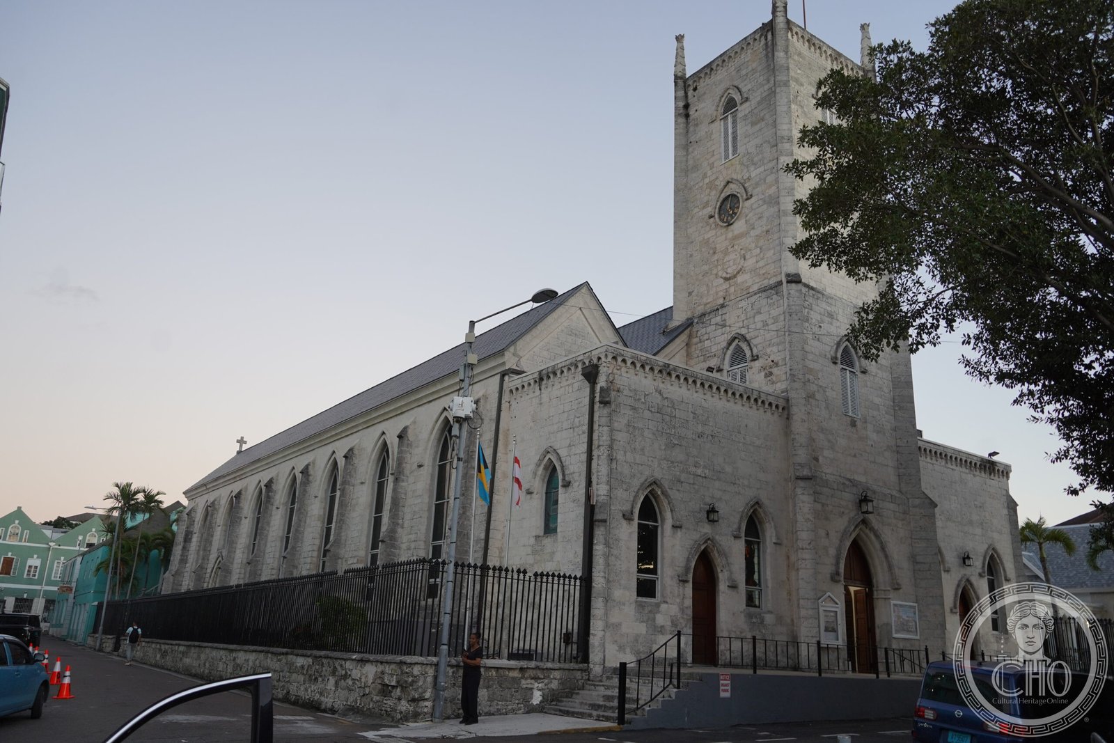Christ Church Cathedral in Nassau, Bahamas, a Gothic limestone cathedral opened in 1841, the fifth building on a site that stood in ruins during Nassau's pirate republic era