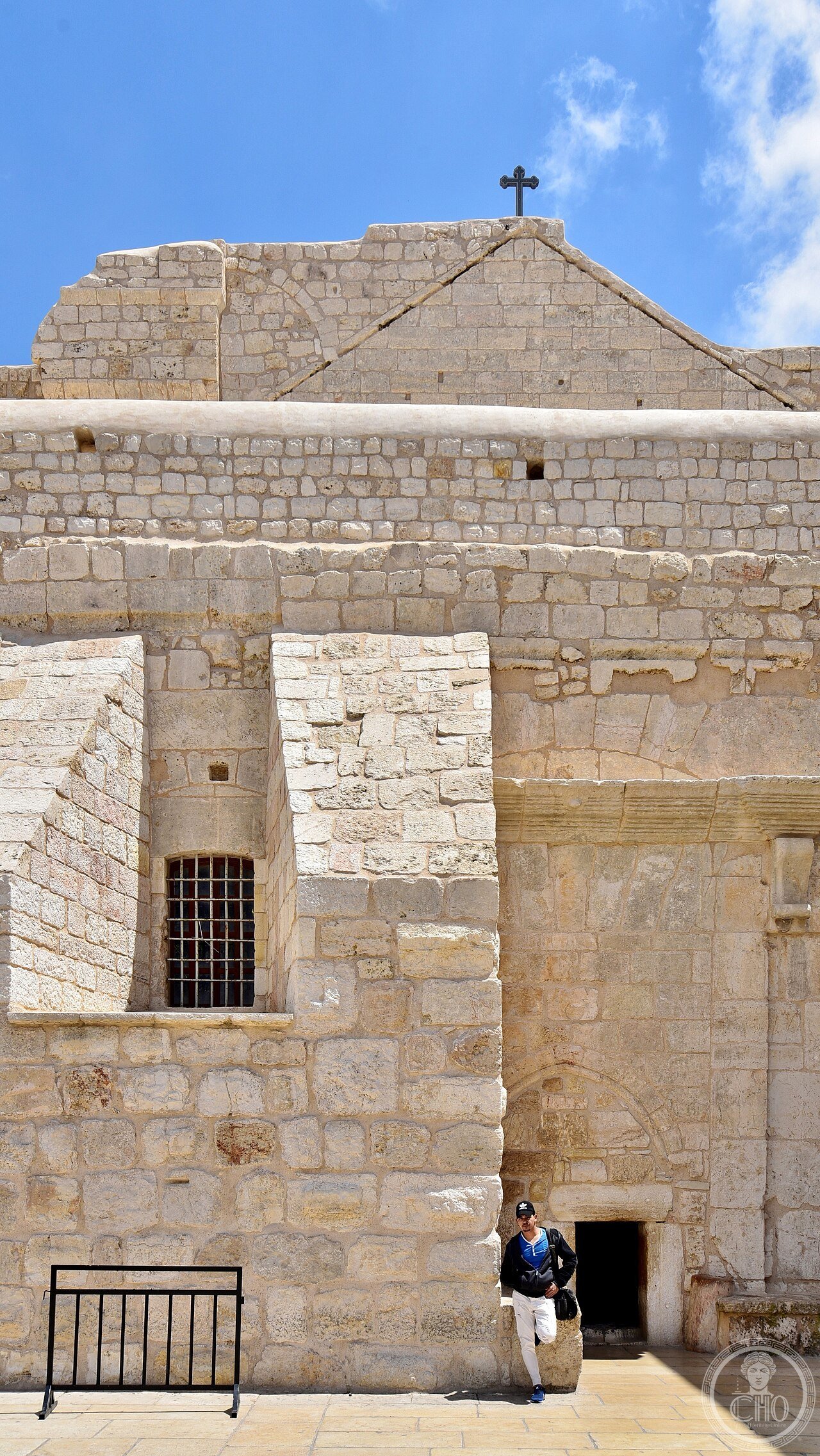 The Door of Humility, the deliberately low, narrow entrance to the Church of the Nativity in Bethlehem, built over the cave venerated since the 2nd century as the birthplace of Jesus Christ
