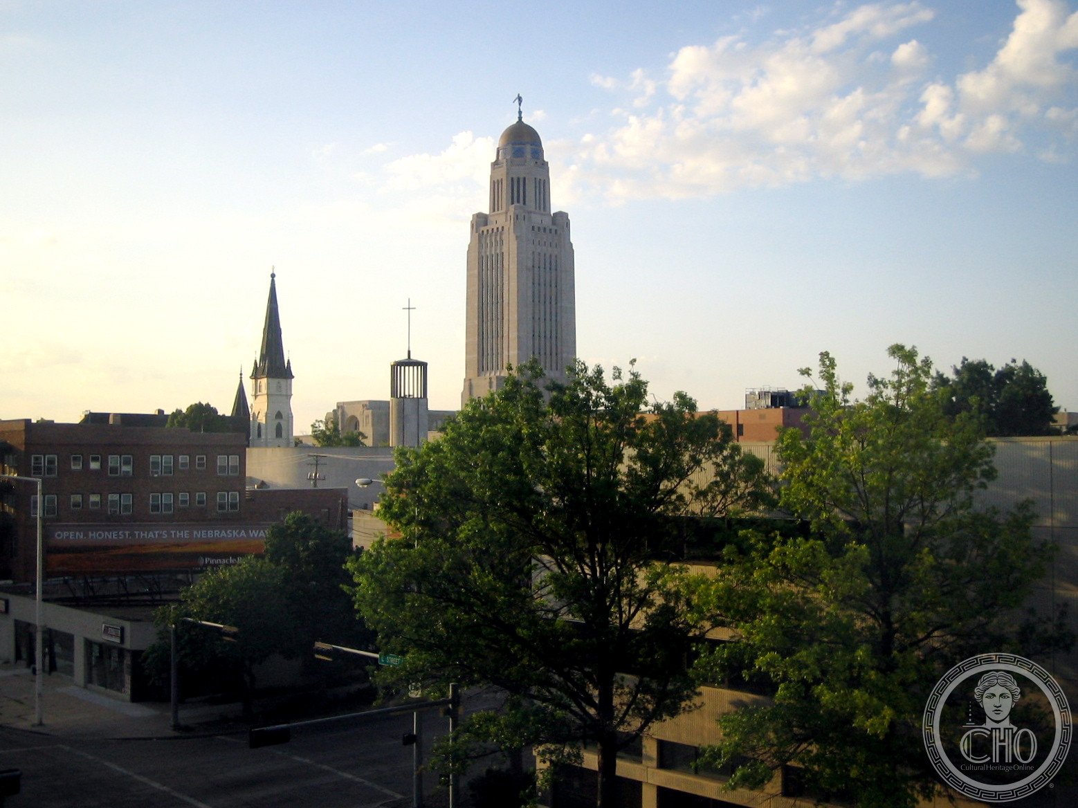 Nebraska State Capitol building Lincoln Nebraska — Art Deco tower 400 feet gilded dome Sower bronze sculpture Bertram Goodhue architect 1932