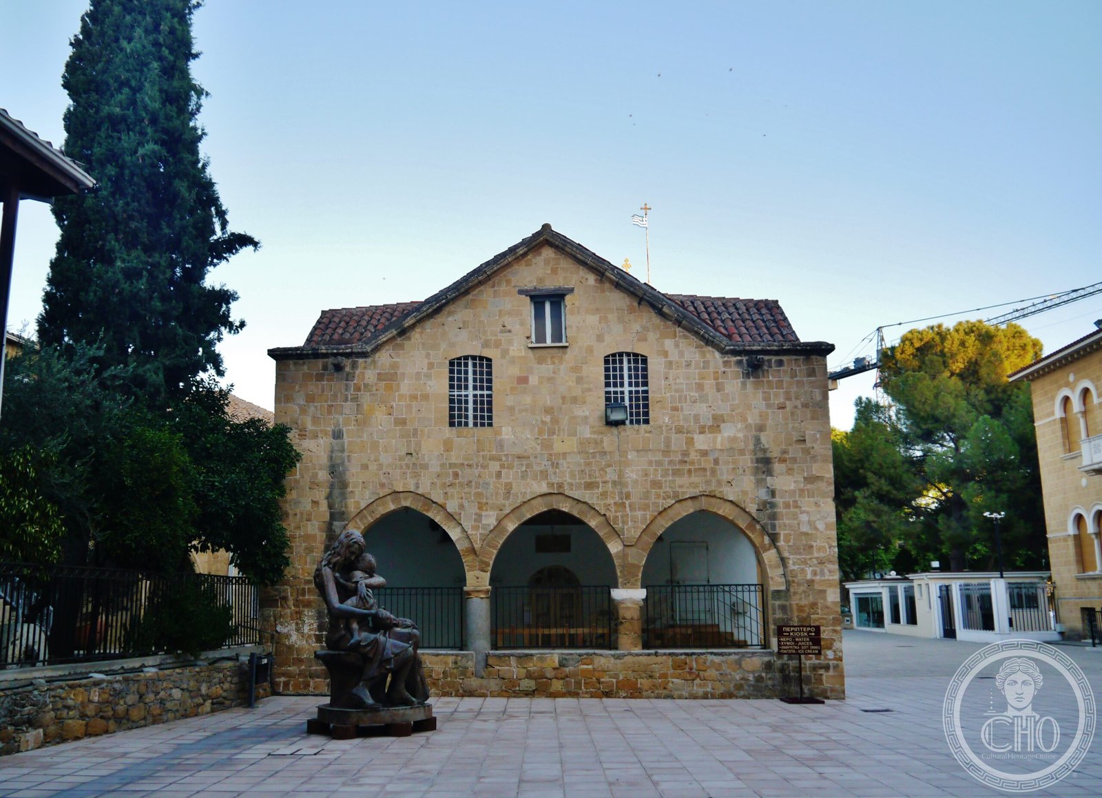 St. John's Cathedral in Nicosia, Cyprus, rebuilt in 1662, seat of the autocephalous Church of Cyprus, with its distinctive triple-arched stone loggia