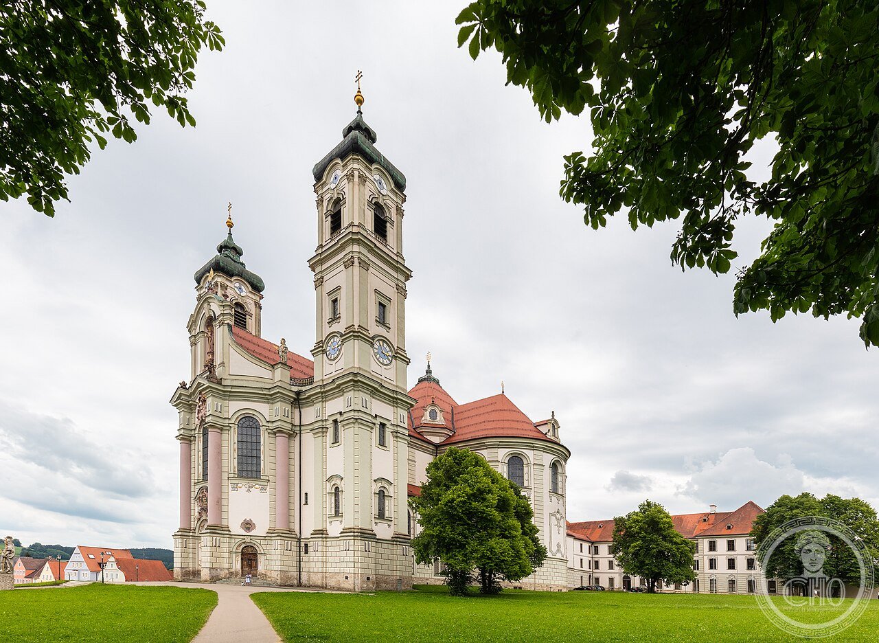 Basilica of Ottobeuren Abbey in Bavaria, Germany, founded 764 and rebuilt 1737-1766 as one of southern Germany's grandest Baroque churches, once a self-ruling imperial abbey with around 10,000 subjects