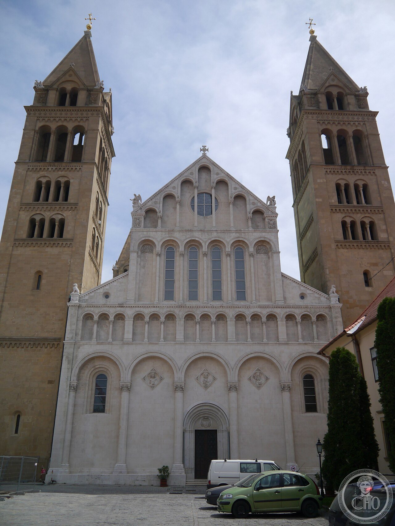 Pécs Cathedral in Hungary, the only four-towered church in the country, built on a 4th-century Roman crypt and refounded as a bishopric by King Stephen I in 1009, rebuilt in Neo-Romanesque style 1882-1891