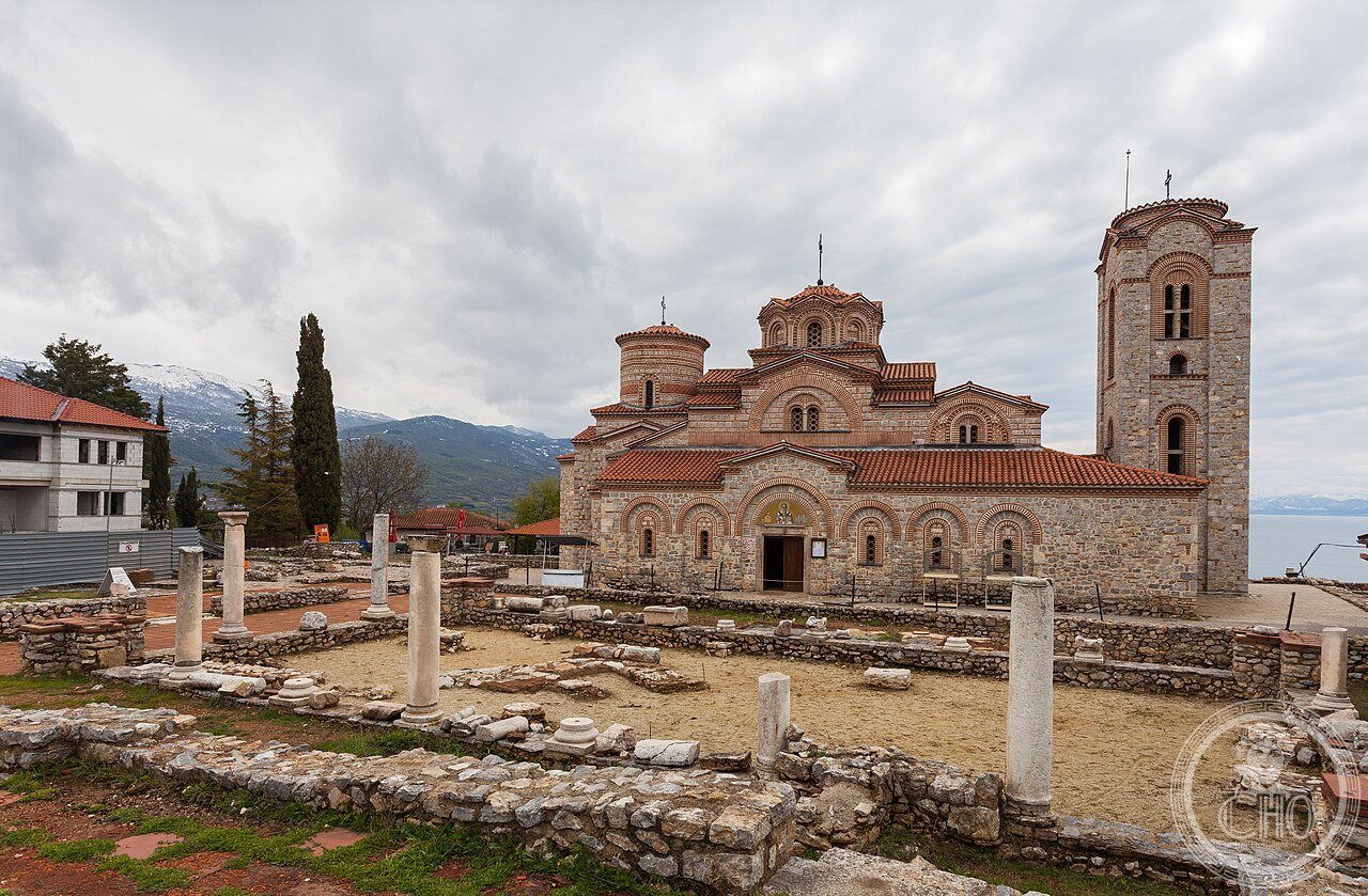 Church of Saints Clement and Panteleimon at Plaošnik, Ohrid, North Macedonia, site of the first Slavic university founded by Saint Clement of Ohrid in 893, where his tomb was rediscovered in 1942-43