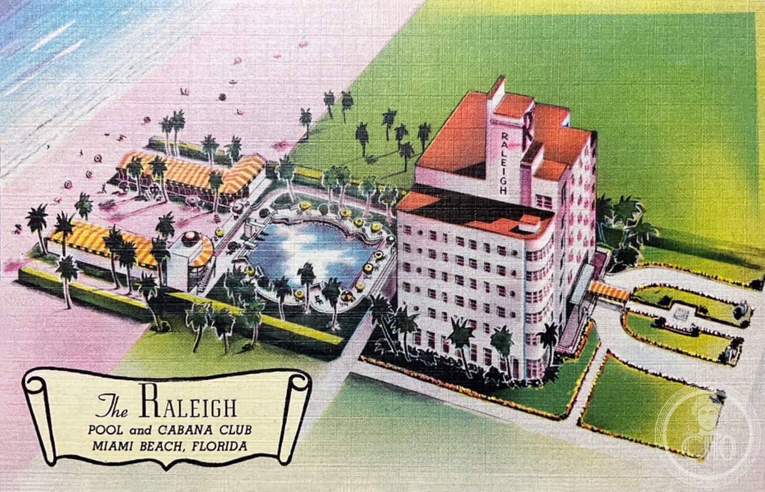 Raleigh Hotel, 1775 Collins Avenue, Miami Beach, Art Deco facade