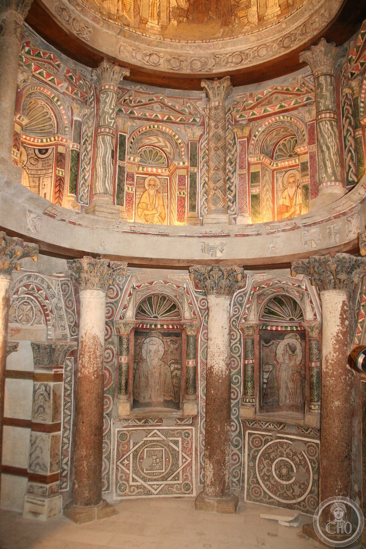 The painted triconch sanctuary of the Red Monastery near Sohag, Egypt, one of the best-preserved painted interiors from Late Antiquity anywhere in the Mediterranean world, uncovered by a decade-long conservation project