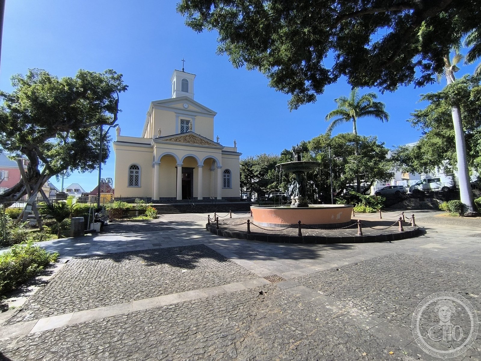 Cathédrale Saint-Denis in Saint-Denis, Réunion, built 1829-1832 in neoclassical style, where Pope John Paul II celebrated his first Mass on the island in 1989