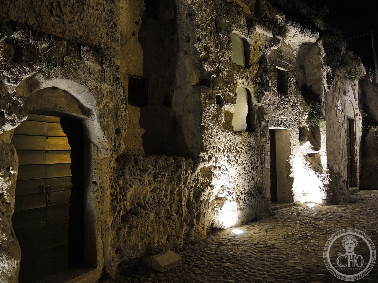 Facade of the rock church of Santa Lucia alle Malve in Matera, Italy, founded in the 8th century as the first female Benedictine monastic settlement in the city