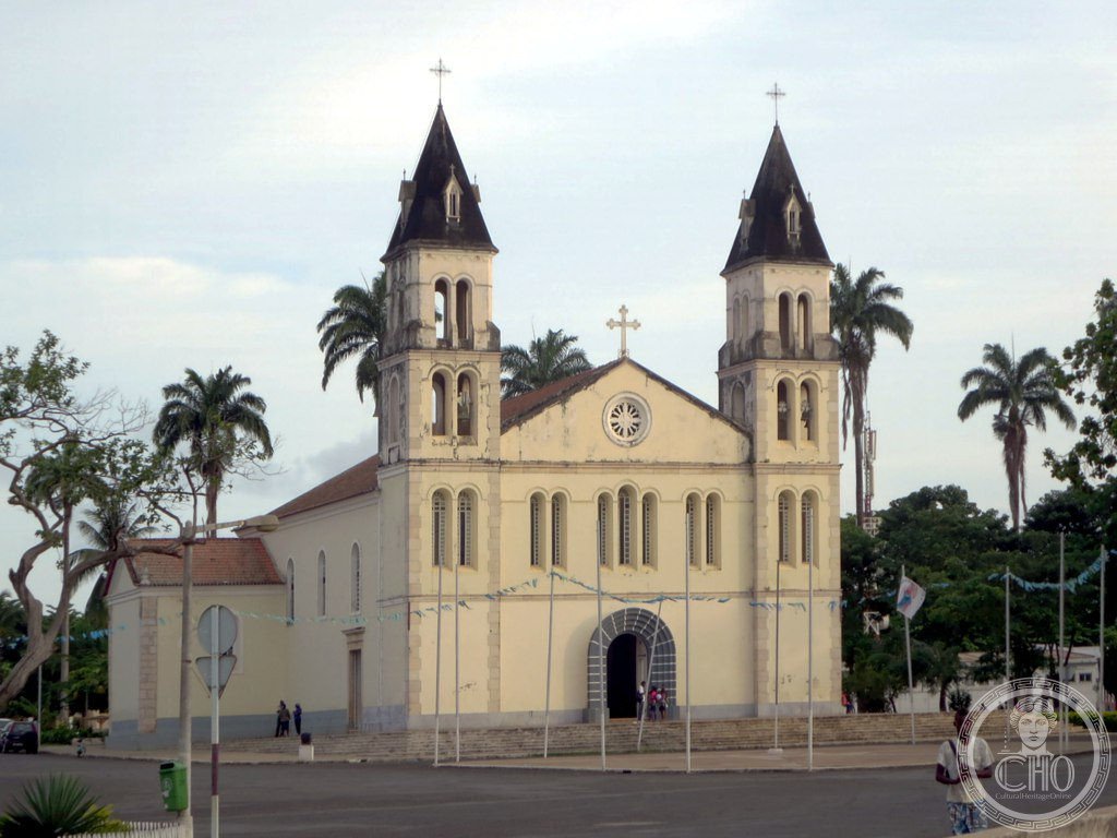 Sé Cathedral of Our Lady of Grace in São Tomé city, São Tomé and Príncipe, rebuilt repeatedly since 1576, with its current Neo-Romanesque façade dating to a 1956 remodeling