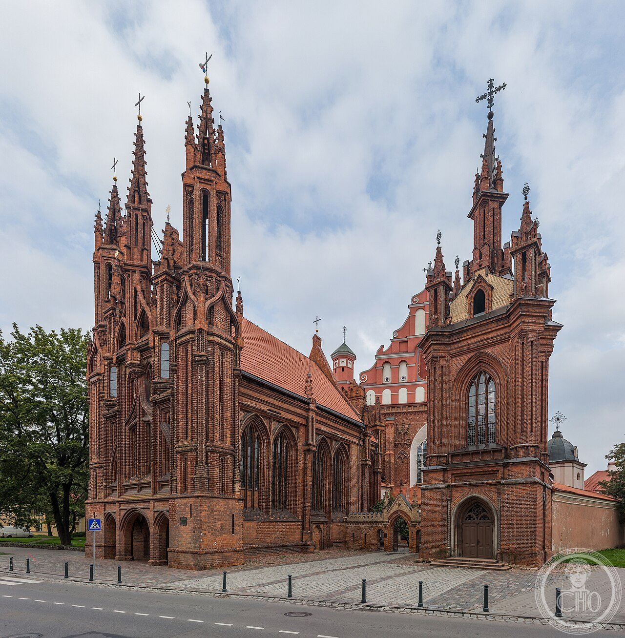 St. Anne's Church in Vilnius, Lithuania, a small Flamboyant Gothic brick church built around 1495-1500 from 33 types of specially fired brick, said in legend to have enchanted Napoleon
