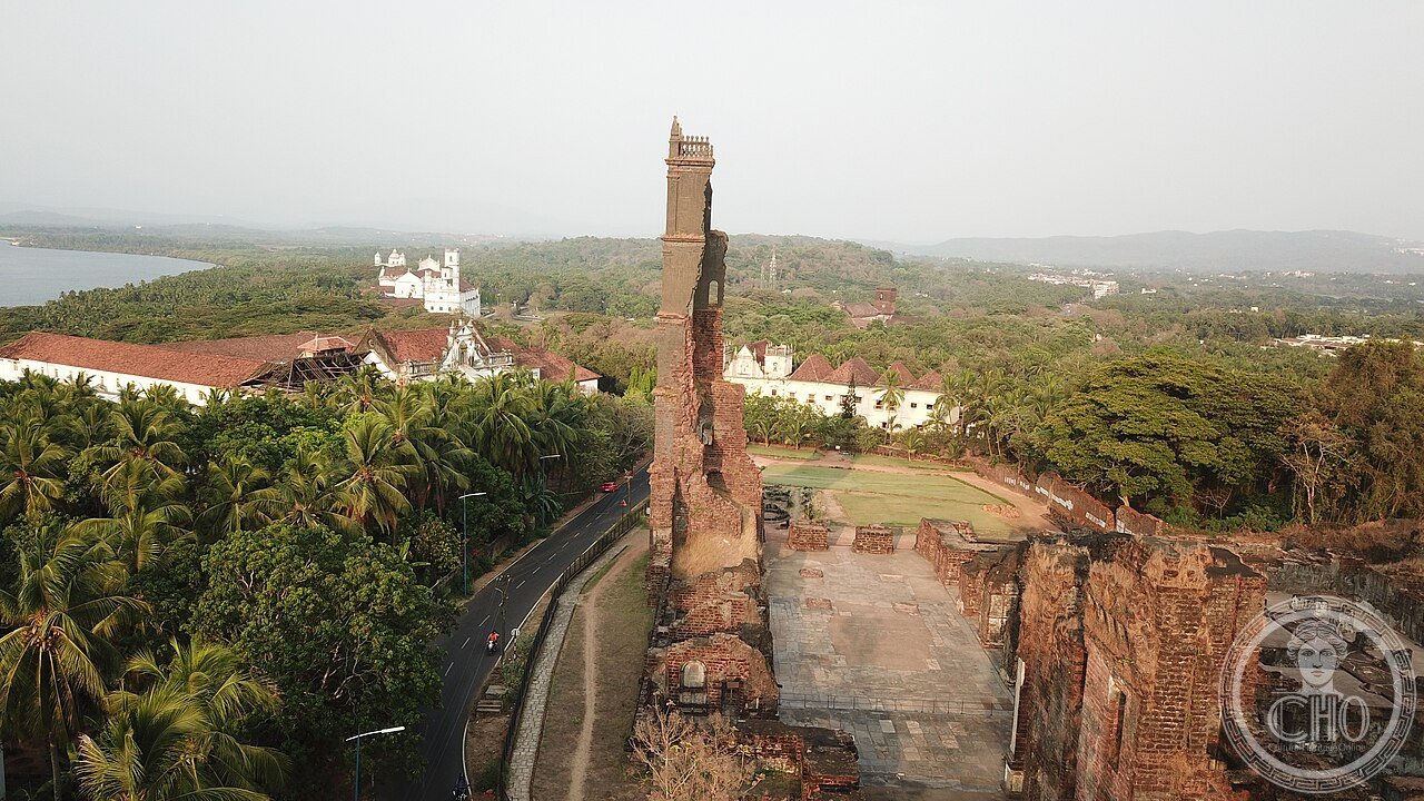 Ruins of the Church of St. Augustine in Old Goa, India, a 46-metre bell tower standing alone above the collapsed remains of what was once one of the largest churches in Goa, where the remains of a Georgian martyr queen were later identified