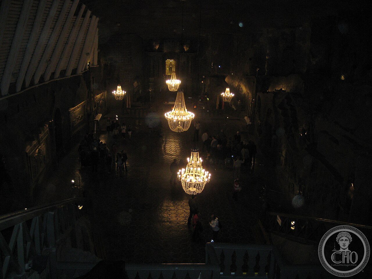 The Chapel of St. Kinga inside the Wieliczka Salt Mine, Poland, an entire underground church carved from rock salt 101 metres below ground, including altars, reliefs and chandeliers of recrystallized salt