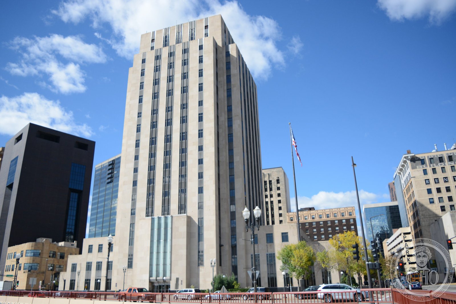 St. Paul City Hall and Ramsey County Courthouse exterior, Art Deco limestone facade