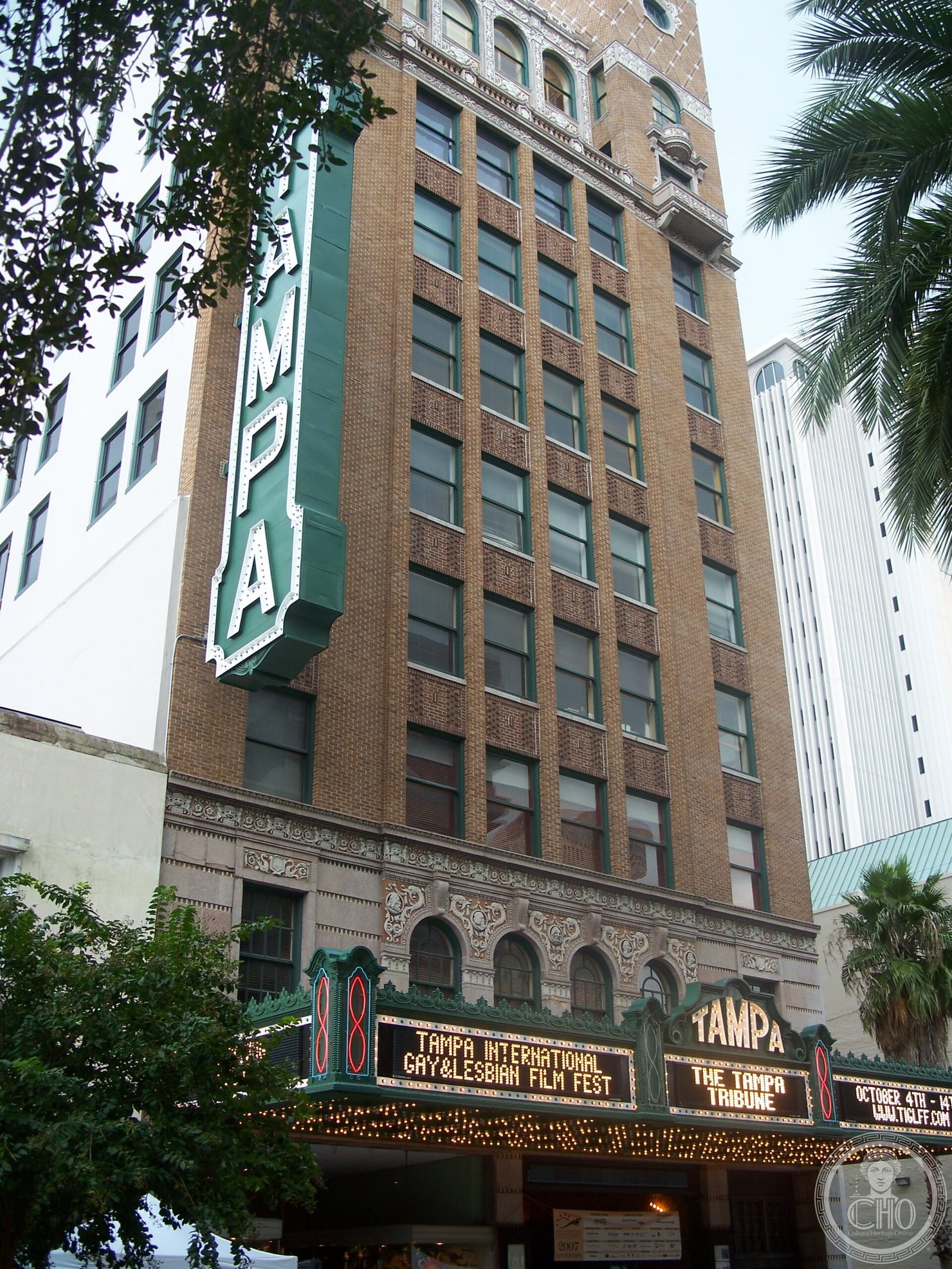 Tampa Theatre front façade on N. Franklin Street, Tampa, Florida — 1926 atmospheric movie palace by John Eberson