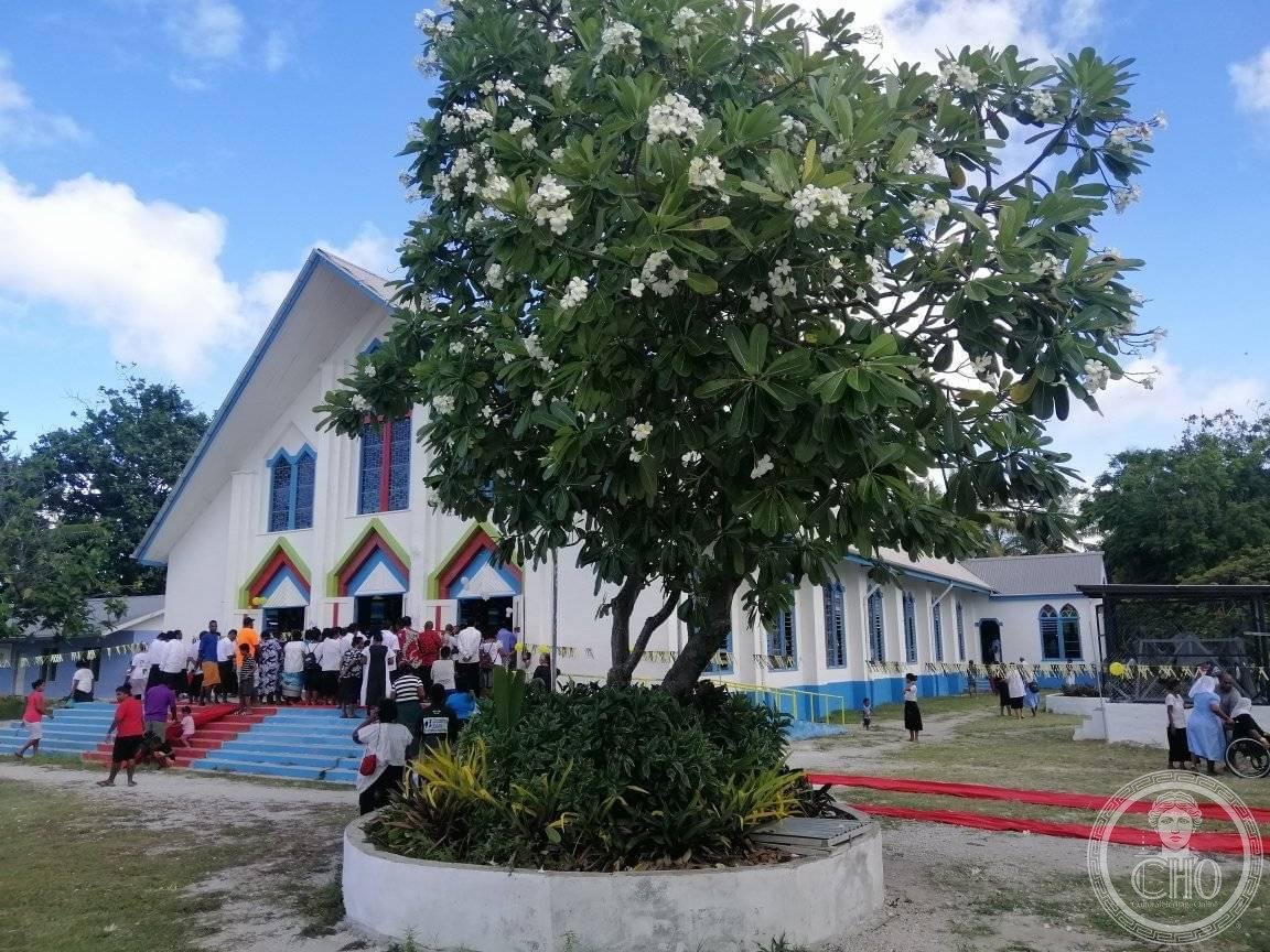 Sacred Heart Cathedral in Teaoraereke, South Tarawa, Kiribati, pictured during Bishop Paul Mea's funeral in 2021