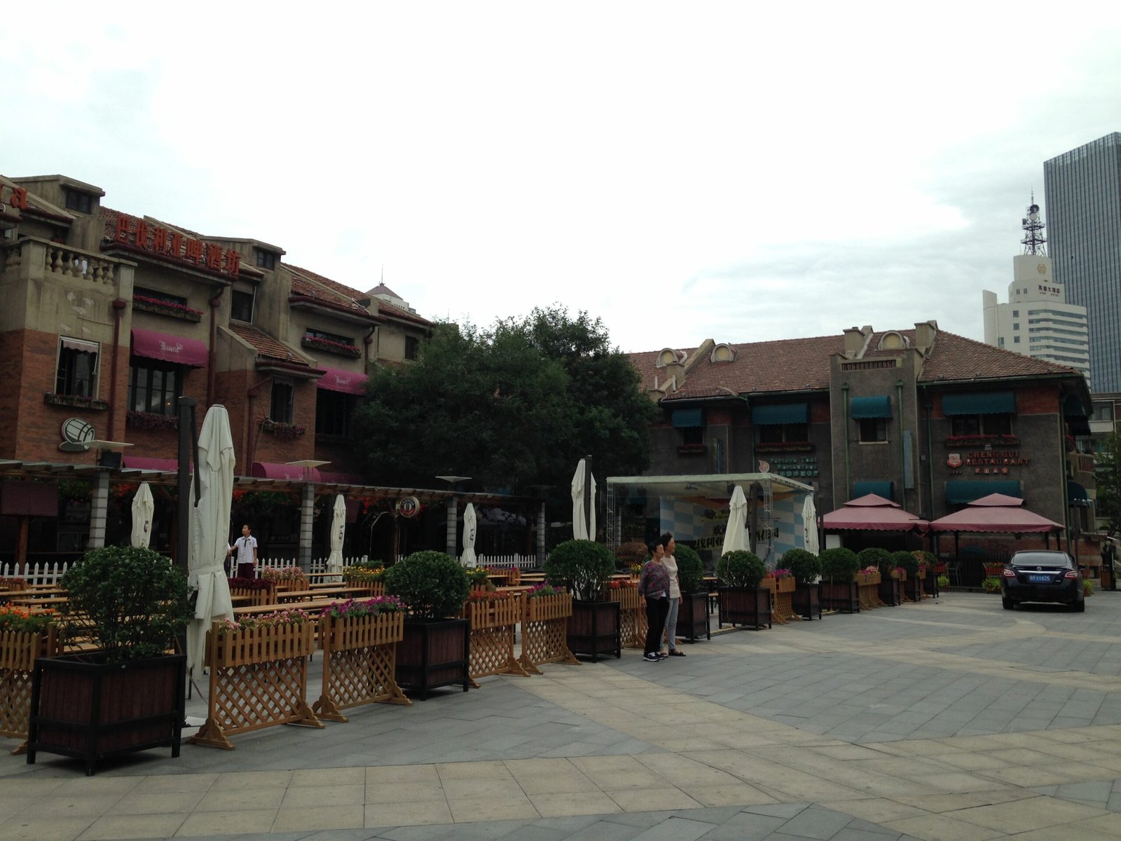 Italian-style villas and cafes in the restored former Italian concession of Tianjin