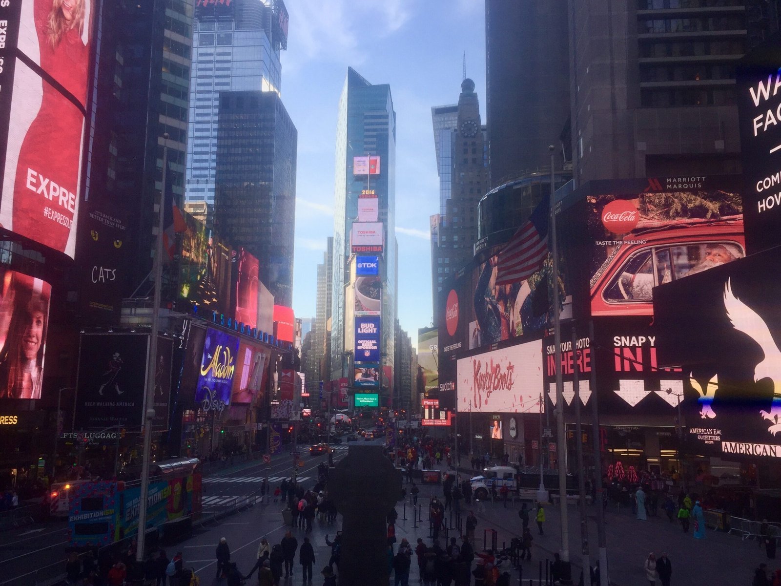 The lights and screens of Times Square.