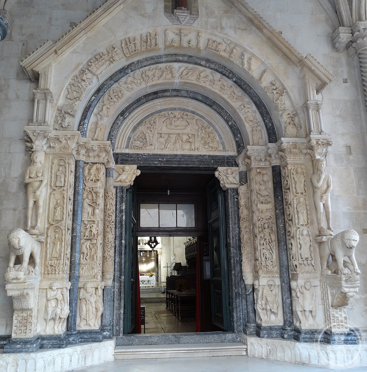 Radovan's Portal on the west facade of Trogir Cathedral in Croatia, completed and signed in 1240 by Master Radovan, considered the most important medieval portal in this part of Europe