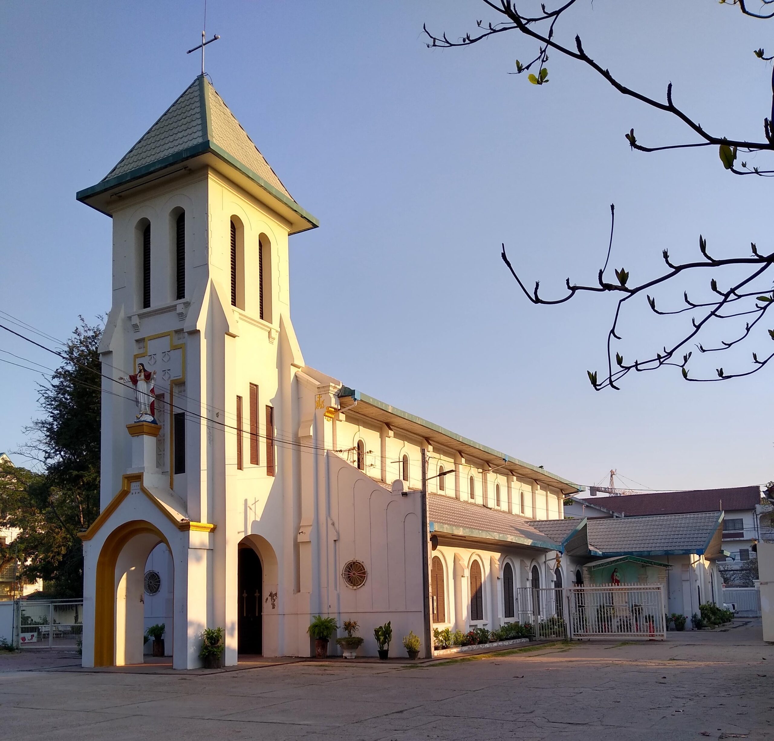 Sacred Heart Cathedral in Vientiane, Laos, a neo-Romanesque church built in 1928 under French colonial rule, seat of the Apostolic Vicariate of Vientiane