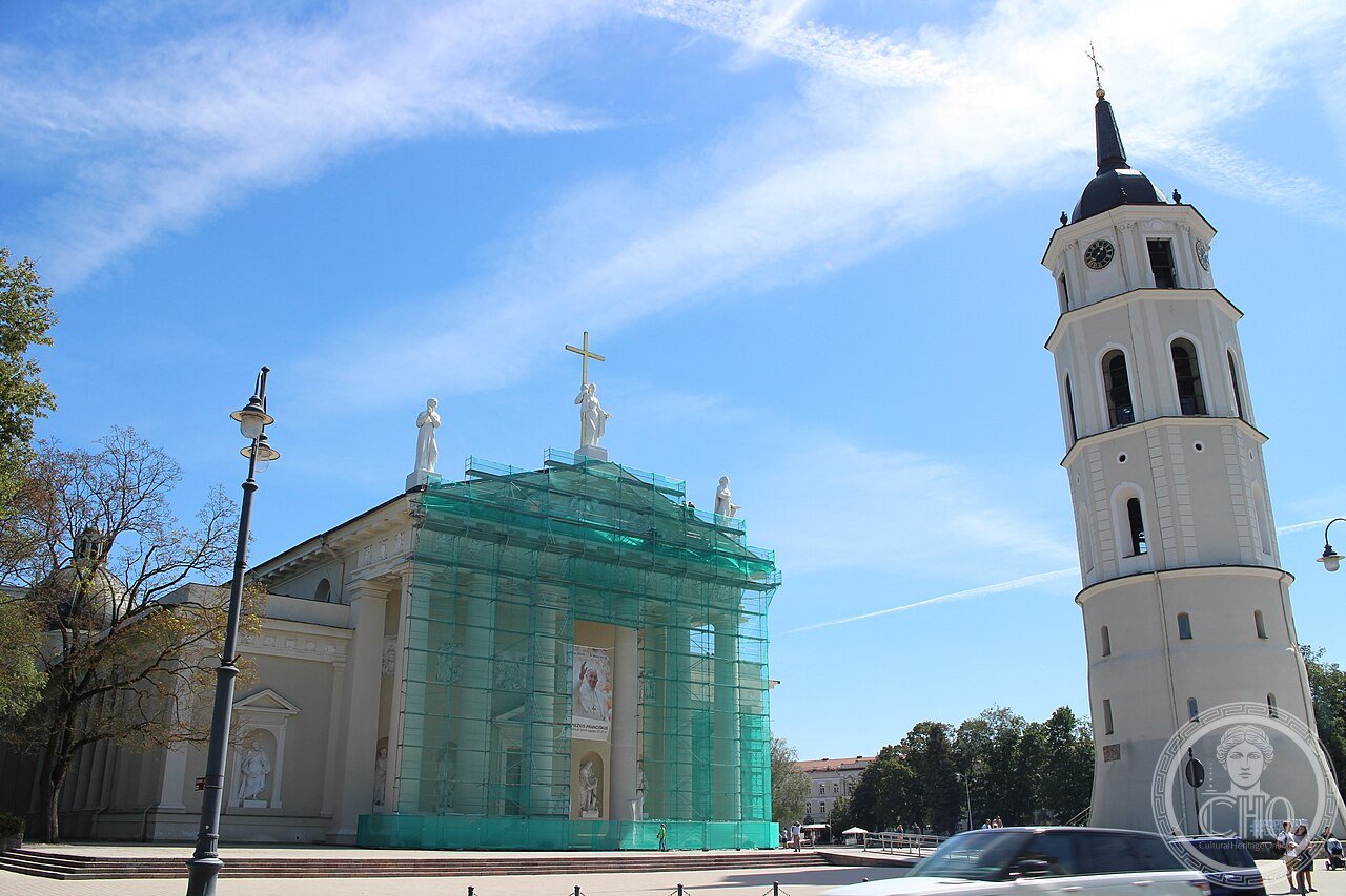 Vilnius Cathedral in Lithuania, built on the site of a pagan temple to the god Perkūnas, burial place of Grand Duke Vytautas the Great, used as a Soviet-era art gallery until 1989