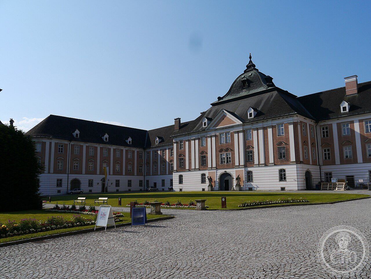Wilhering Abbey, Upper Austria, a Cistercian monastery founded 1146, its church destroyed by fire in 1733 and rebuilt in Rococo style by 1748, now one of the most significant Rococo buildings in the German-speaking world