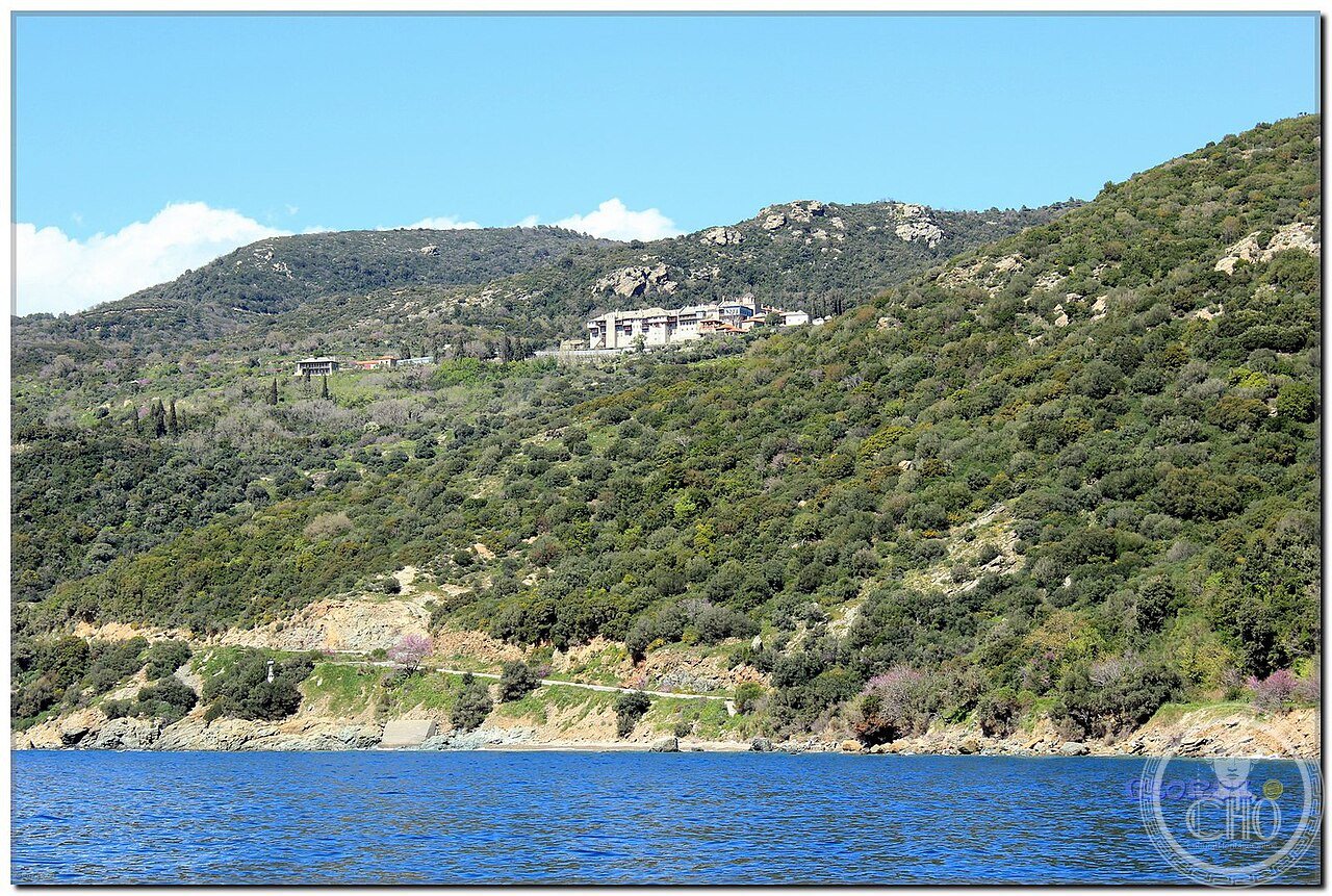 Xeropotamou Monastery on Mount Athos, Greece, believed to hold the largest surviving fragment of the True Cross, a gift traditionally attributed to Byzantine Emperor Romanos I Lekapenos