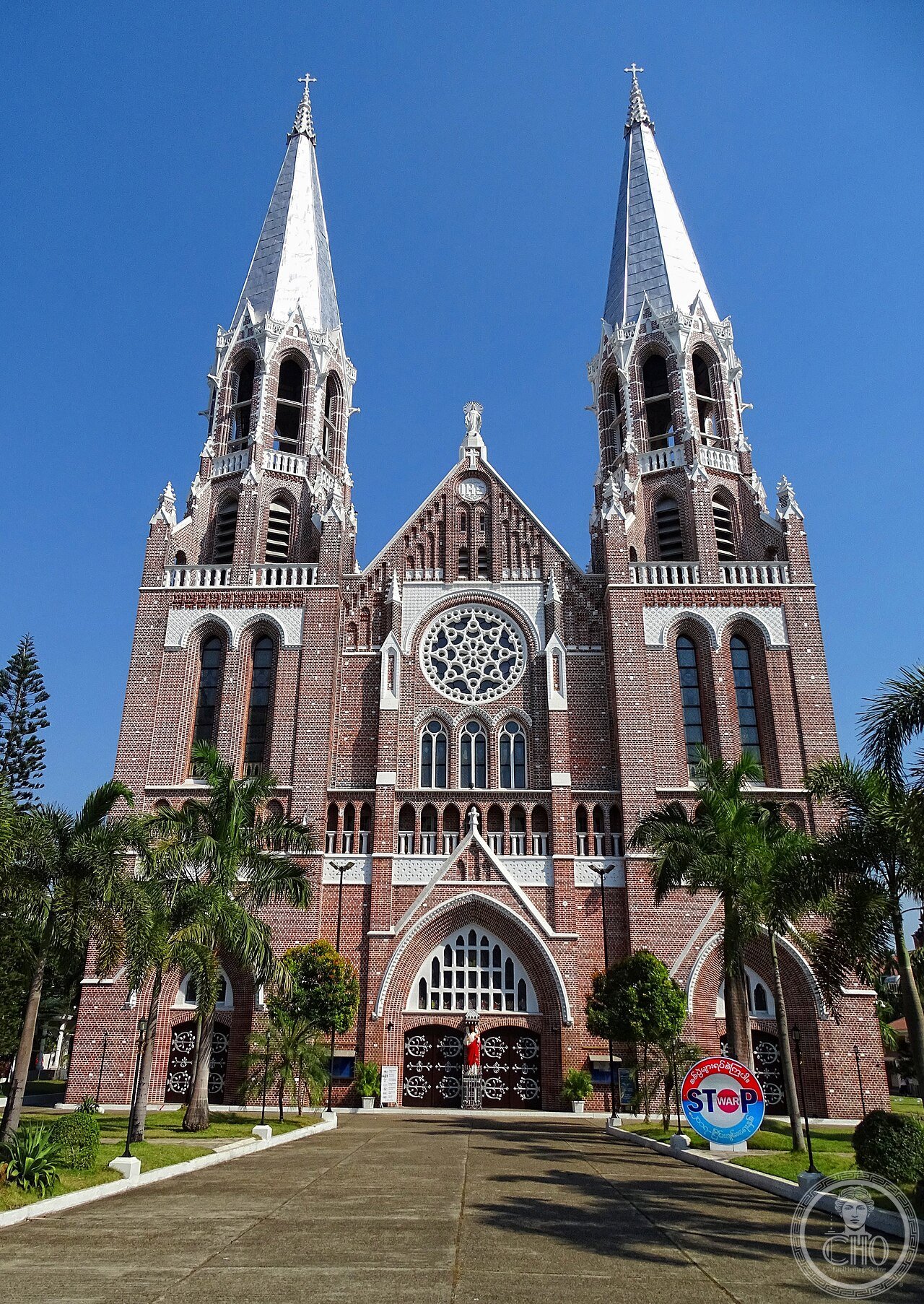 St. Mary's Cathedral in Yangon, Myanmar, a red-brick Gothic Revival cathedral built 1895-1899, where Pope Francis held his final Myanmar events in 2017