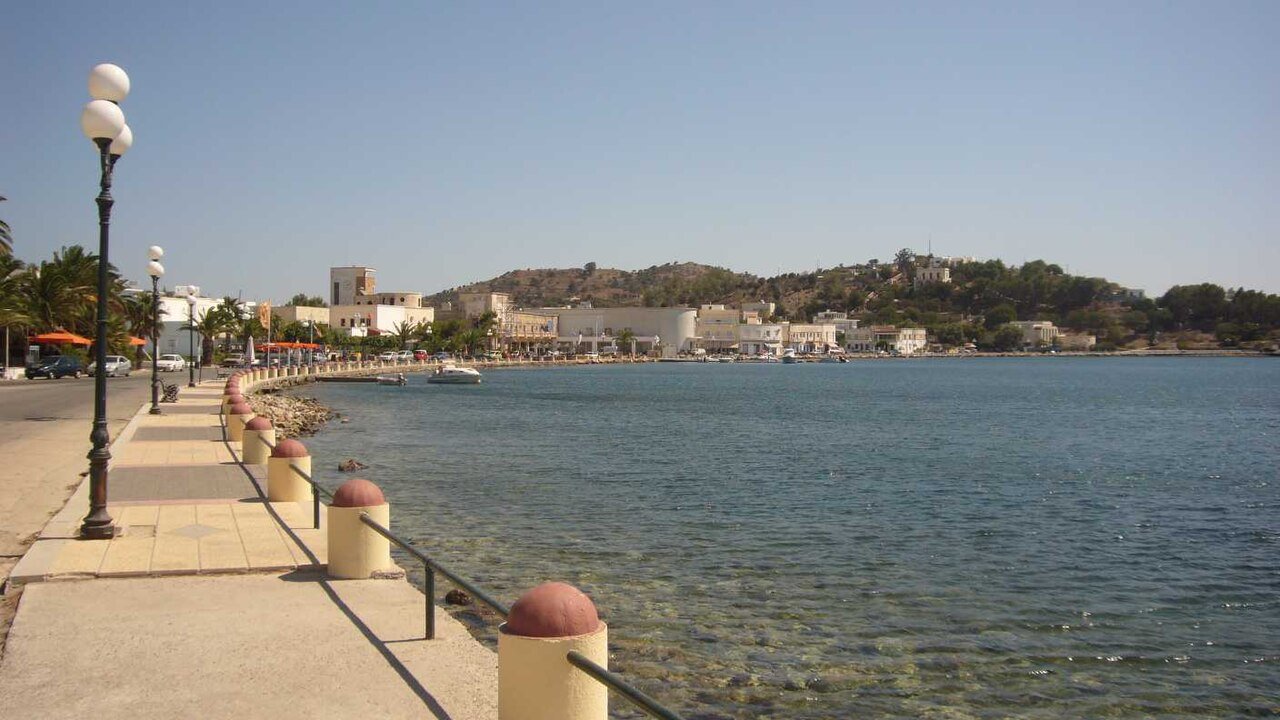 The seafront of Lakki (Portolago) on Leros