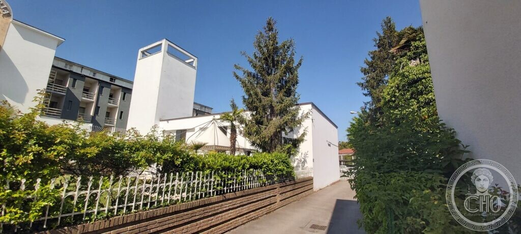 The surviving tower of the former Casa del Fascio in Abano Terme