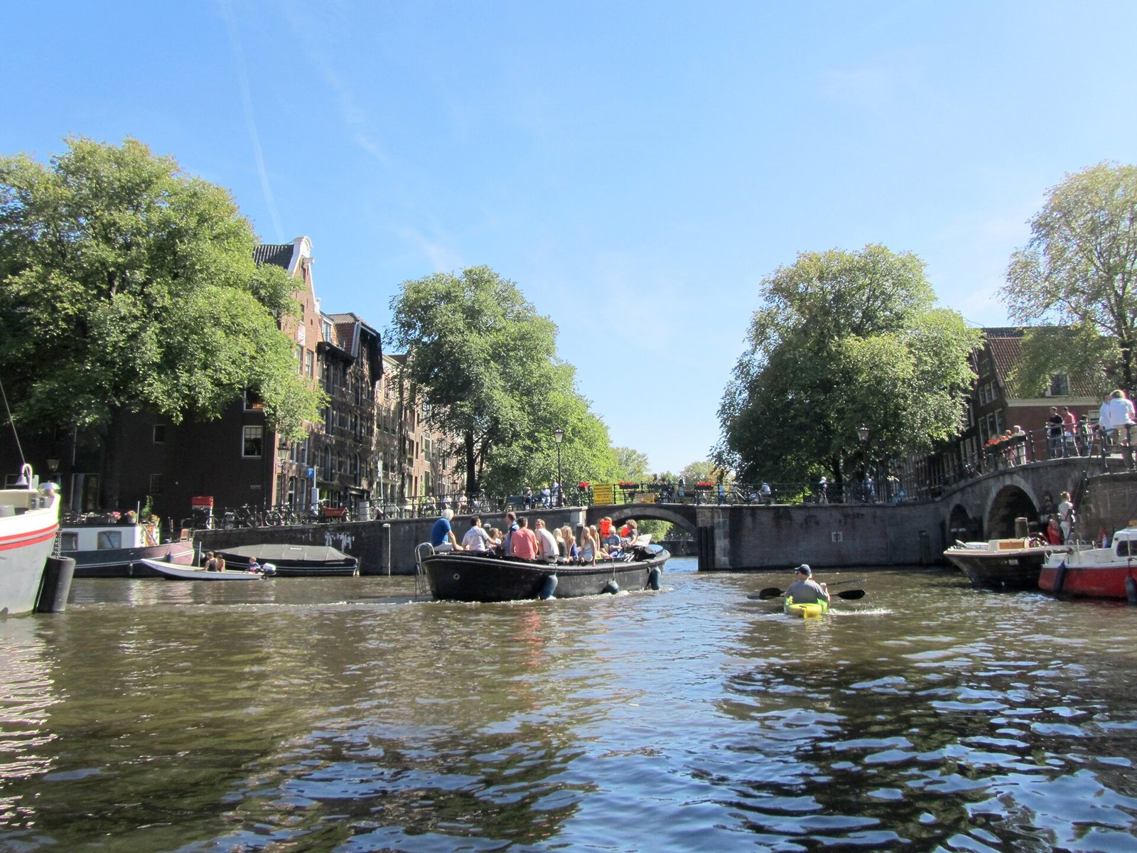 Canal houses and a bridge where the Brouwersgracht meets the Prinsengracht in Amsterdam