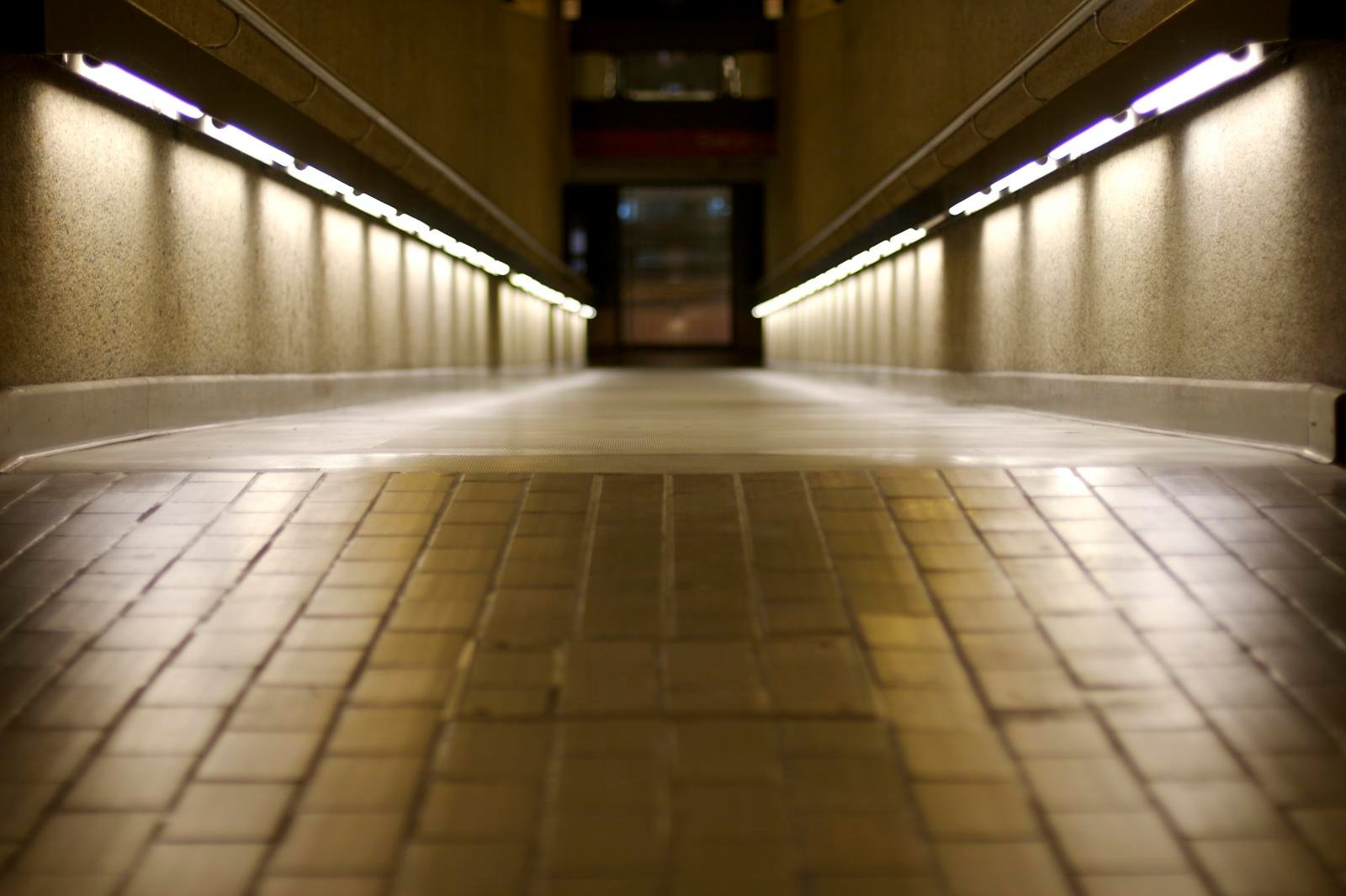 Concrete towers and raised walkways of the Barbican Estate in the City of London