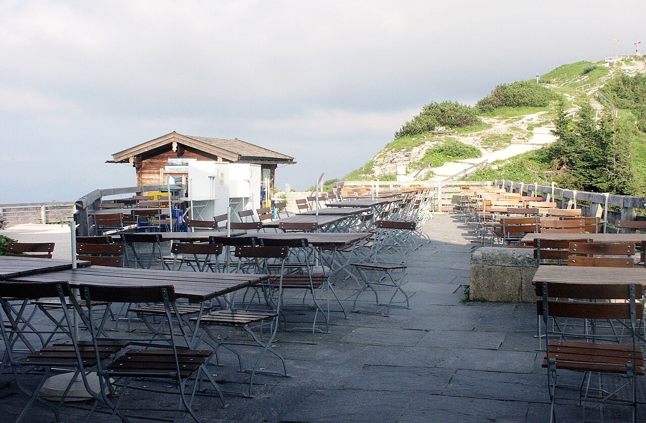 The Kehlsteinhaus summit terrace at evening