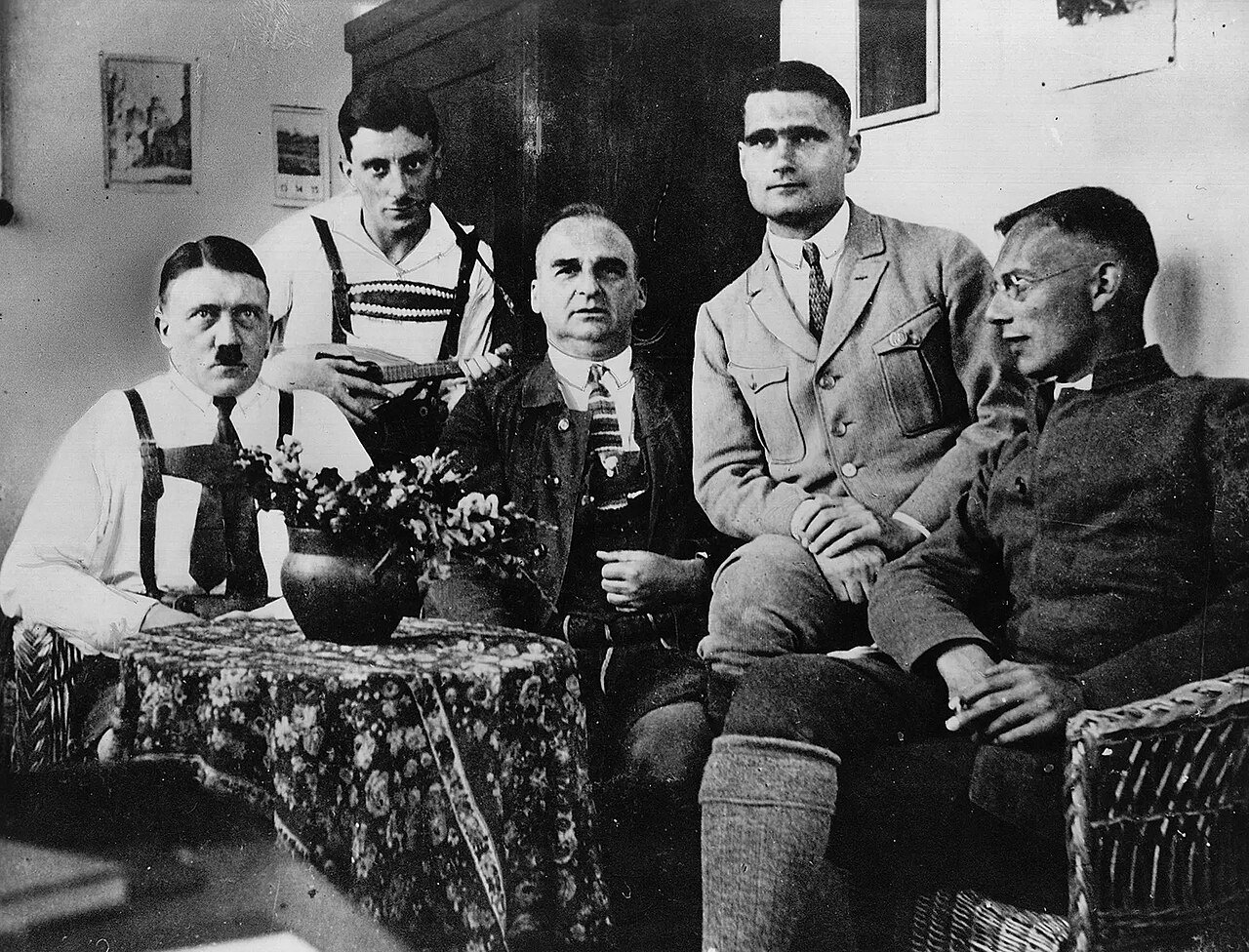 Historical 1924 photograph of Hitler and fellow prisoners at Landsberg
