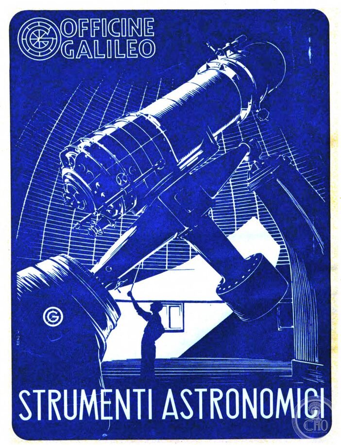 Officine Galileo, «Strumenti astronomici»: a telescope on an advertising sheet