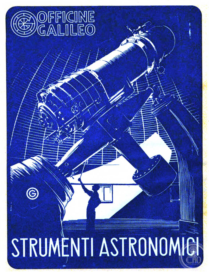 Officine Galileo, «Strumenti astronomici»: a telescope on an advertising sheet