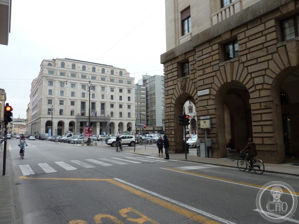 Palazzo INPS, Padua — closing the view along Via Emanuele Filiberto