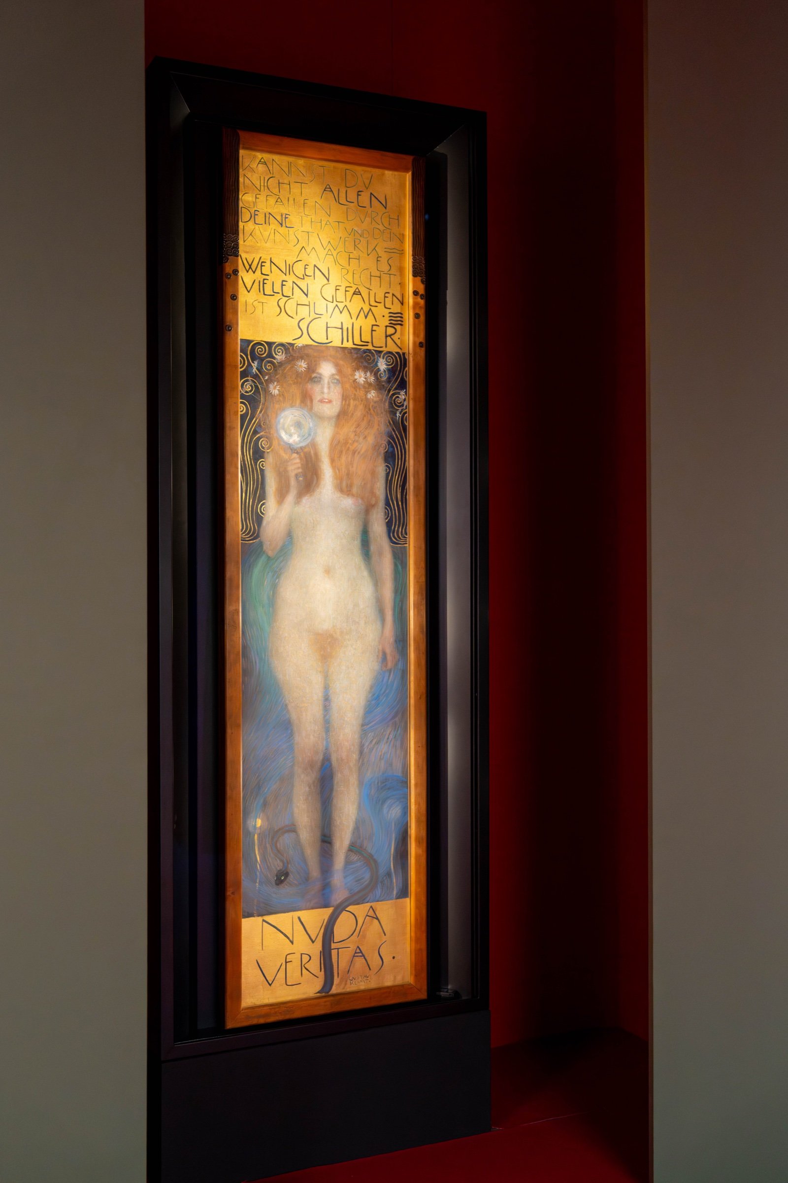 Gustav Klimt Nuda Veritas painting on display at Villa Manin