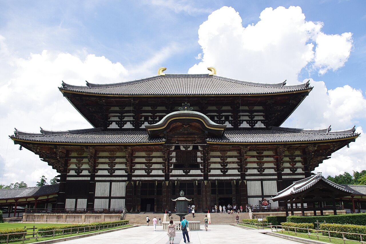 Todaiji Great Buddha Hall (Daibutsuden) rising above forested grounds, Nara, Japan