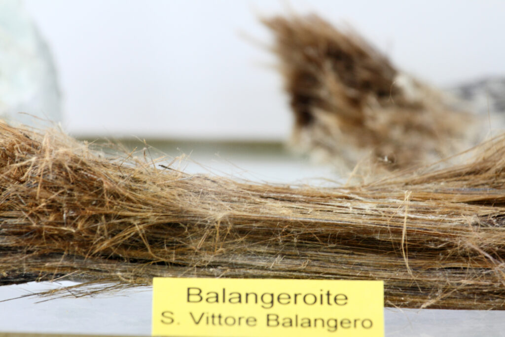Fibrous specimen of balangeroite, discovered at the Balangero asbestos quarry